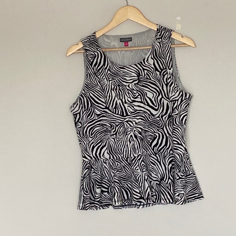 Vince Camuto Zebra Print Sleeveless Peplum Top